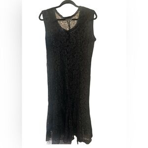 Vintage 90s Starina Lace Button front Maxi Dress | Navy | Size L